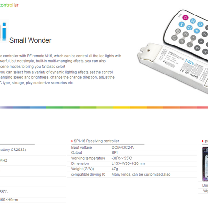 SPI-16 Mini LED LED Controller LTECH Digital Pixel Controller Inc RF Remote
