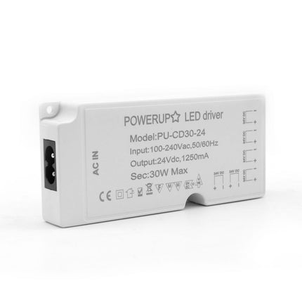 30W 24V 6 Output Cabinet LED Driver Power IEC Side