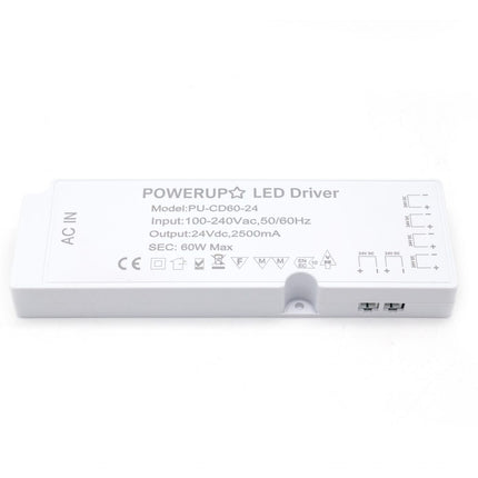 60W 24V 6 Output Cabinet LED Driver Connectors Bottom