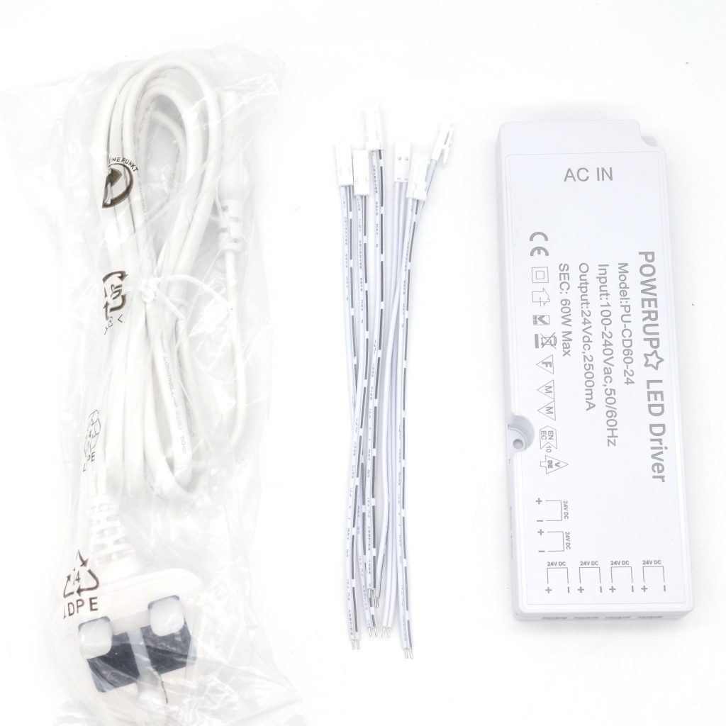 60W 24V 6 Output Cabinet LED Driver Kit For Tape Lights