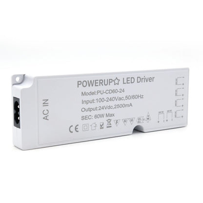 60W 24V 6 Output Cabinet LED Driver Power IEC Side