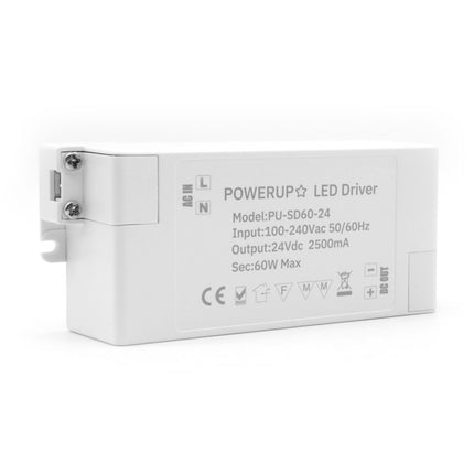 60W 24V Constant Voltage Driver PSU Side Diagonal View