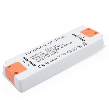60W 24V Constant Voltage Driver PSU Diagonal Left View