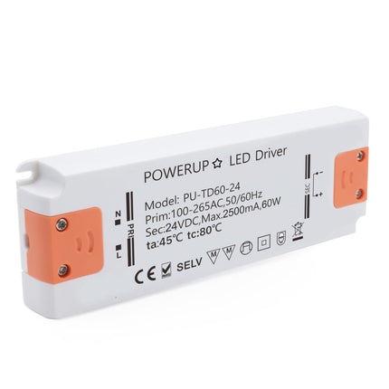 60W 24V Constant Voltage Driver PSU Side Diagonal View