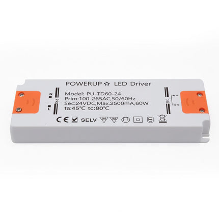 60W 24V Constant Voltage Driver PSU Top Down View