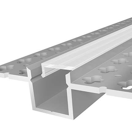 Plaster-in LED Profile 15.5mm 2M With Clear Cover Silver