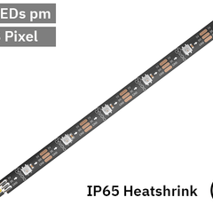 RGB Digital Pixel LED Tape 30LED 5V Black PCB. IP65 heatshrink