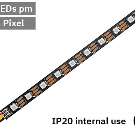 RGB Digital Pixel LED Tape 60LED 5V Black PCB. IP20