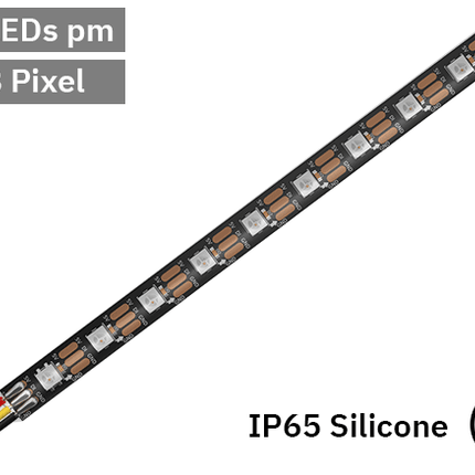 RGB Digital Pixel LED Tape 60LED 5V Black PCB. IP65 Silicone..