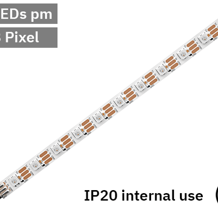 RGB Digital Pixel LED Tape 60LED 5V White PCB. IP20
