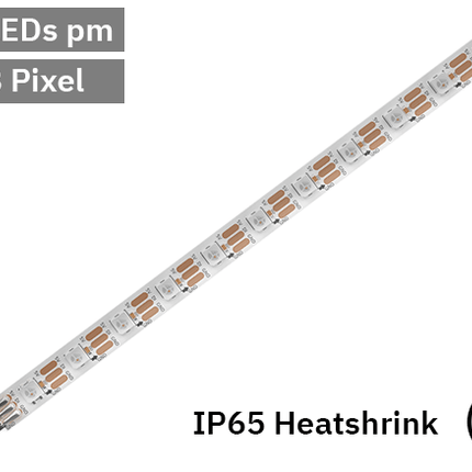 RGB Digital Pixel LED Tape 60LED 5V White PCB. IP65 heatshrink.