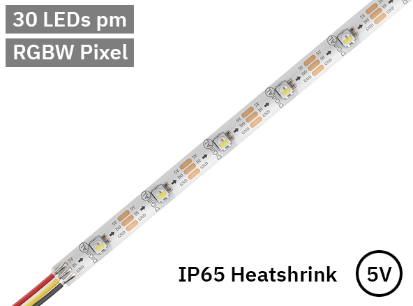 RGBW Digital Pixel LED Tape 30LED 5V white PCB. IP20