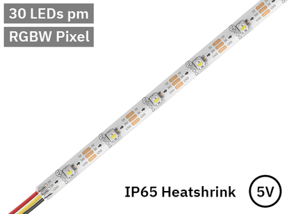 RGBW Digital Pixel LED Tape 30LED 5V white PCB. IP20