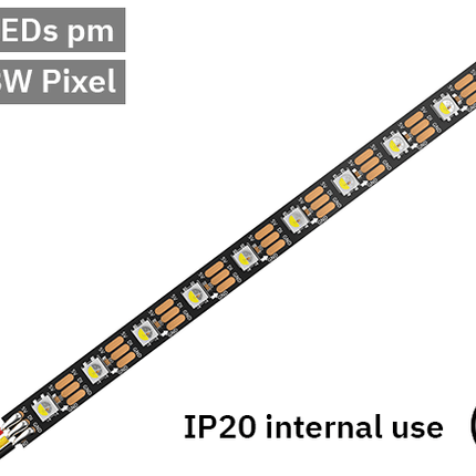 RGBW Digital Pixel LED Tape 60LED 5V Black PCB. IP20