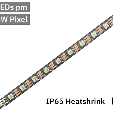 RGBW Digital Pixel LED Tape 60LED 5V Black PCB. IP65 heatshrink