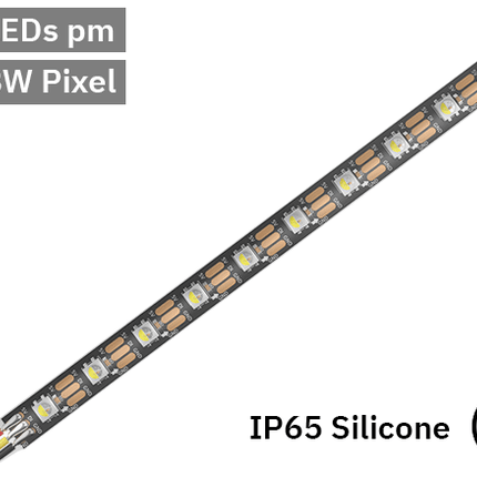 RGBW Digital Pixel LED Tape 60LED 5V Black PCB. IP65 silicone gel.