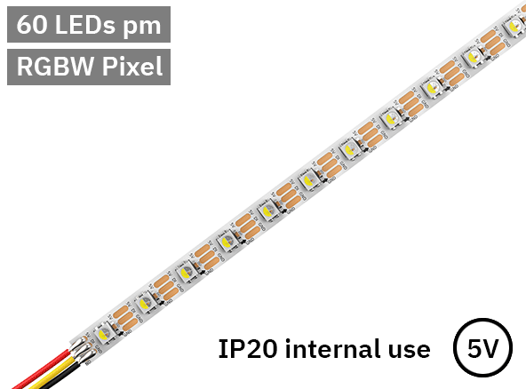 RGBW Digital Pixel LED Tape 60LED 5V white PCB. IP20