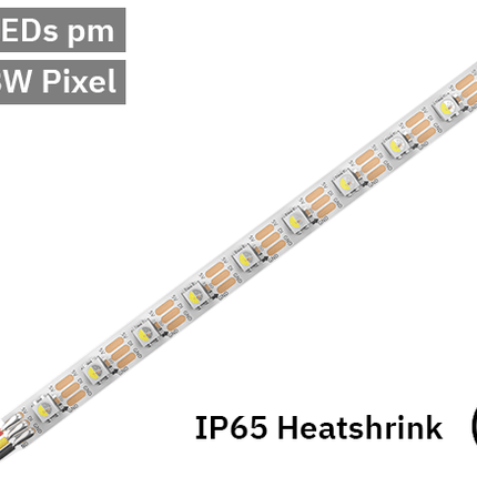 RGBW Digital Pixel LED Tape 60LED 5V white PCB. IP65 heatshrink