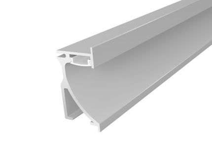 Silver Aluminium Skirting Profile 70mm 1M with a Semi Diffused PC Cover