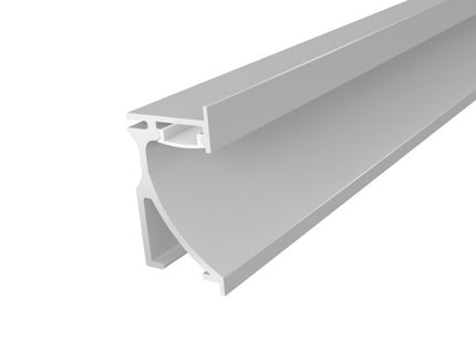 Silver Aluminium Skirting Profile 70mm 1M with an Opal Diffuser For LED Strip Lighting