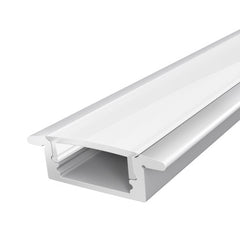 Silver Slim Recessed Aluminium Extrusion 17mm 2M with a Semi Diffused PC Cover for flexible LED Tape Lights