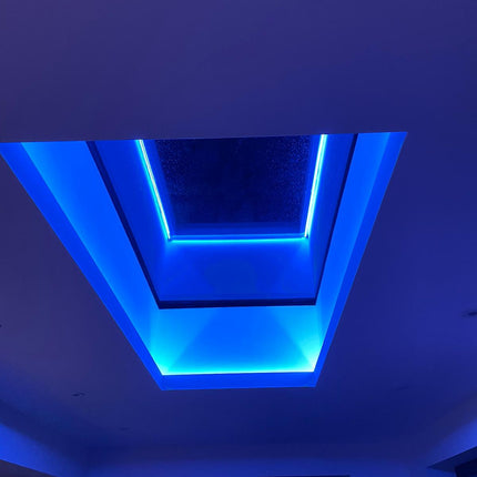Sky lantern using RGBW COB LED tape light 24V illuminated in blue