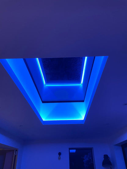 Sky lantern using RGBW COB LED tape light 24V illuminated in blue