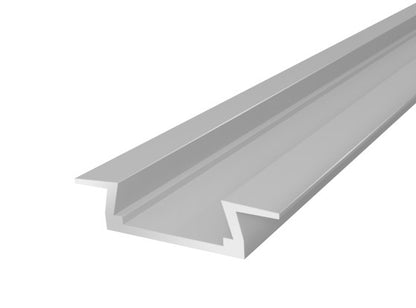 Slim Aluminium LED Channel 15mm 2M for recessed applications Silver Finish