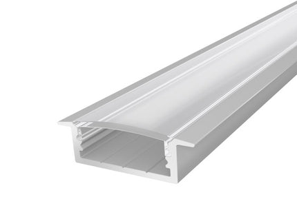 Slim Recessed Aluminium Extrusion 23mm 1M with a Transparent Diffuser For flexible LED Strips finished in Silver