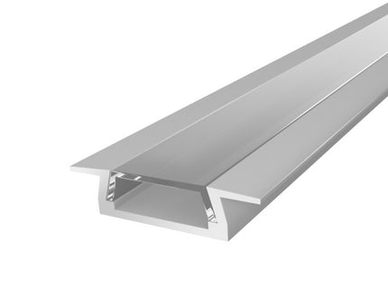Slim Recessed LED Profile 15mm Silver 2M with a Transparent PC Cover for flexible LED Strips