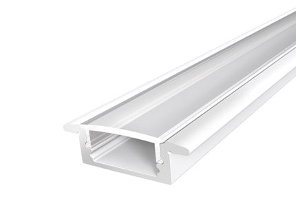 Slim Recessed LED Profile 17mm 1M with a Clear Diffuser for flexible LED Tape finished in White