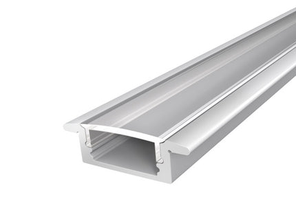 Slim Recessed LED Profile 17mm 2M with a Transparent PC Cover For LED Tape Lights Silver Finish