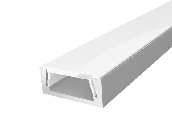 Slim Surface Aluminium LED Channel 15mm 2M with a Semi Clear Diffuser For flexible LED Strips finished in Silver