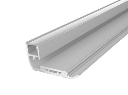 Stair Nosing Profile 65mm 1M with a Clear PC Cover for LED Strip Lighting Silver Finish