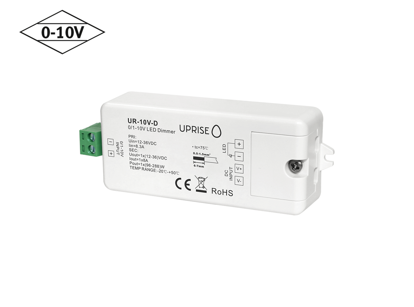 Constant Voltage 0-10V LED Dimmer Controller (1CH) Diagonal