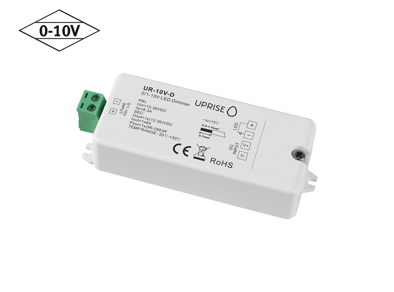 Constant Voltage 0-10V LED Dimmer Controller (1CH) Diagonal 2