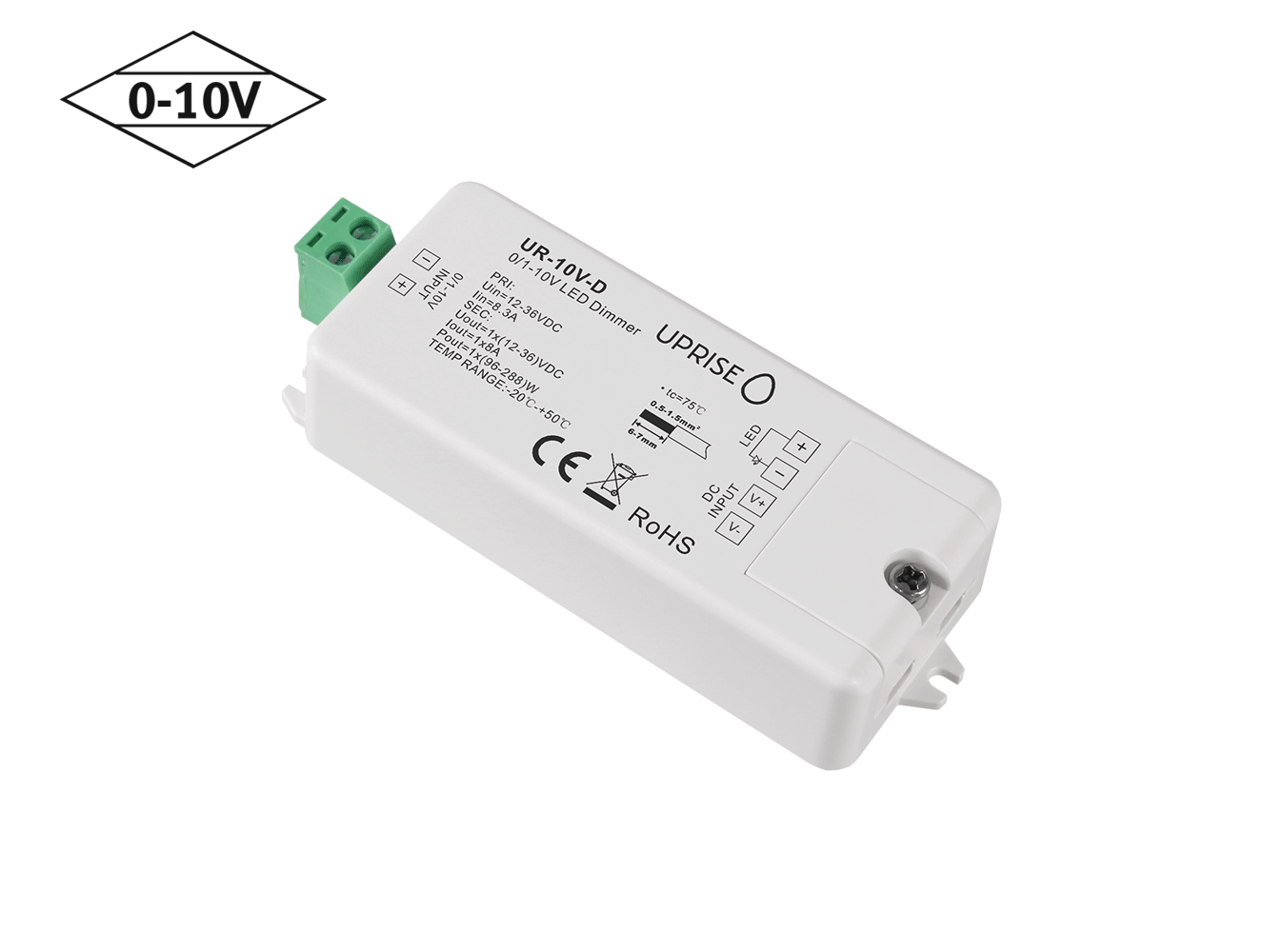 Constant Voltage 0-10V LED Dimmer Controller (1CH) Diagonal 3