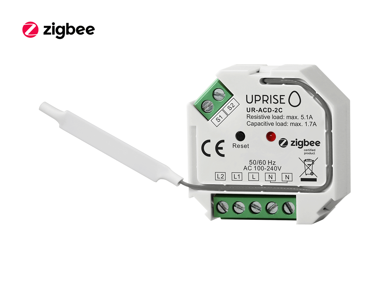 ZigBee 2CH 2-Gang In-Wall Switch Front View 2