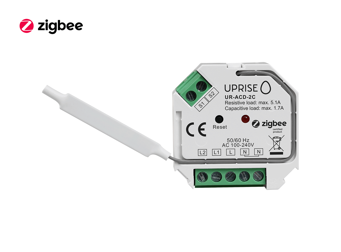 ZigBee 2CH 2-Gang In-Wall Switch Front View