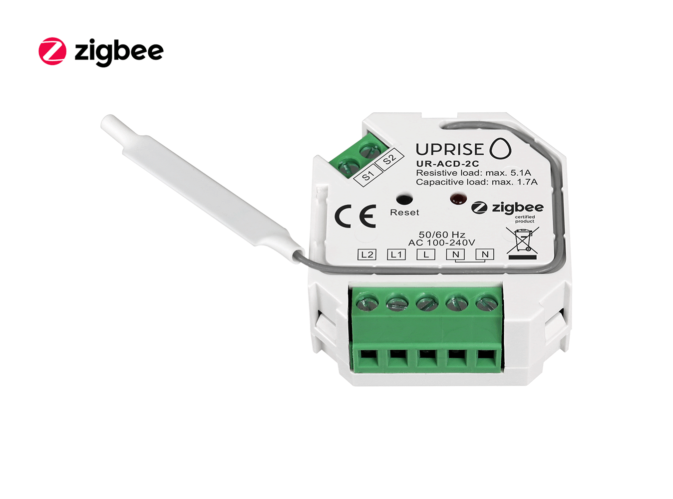 ZigBee 2CH 2-Gang In-Wall Switch Front View 3