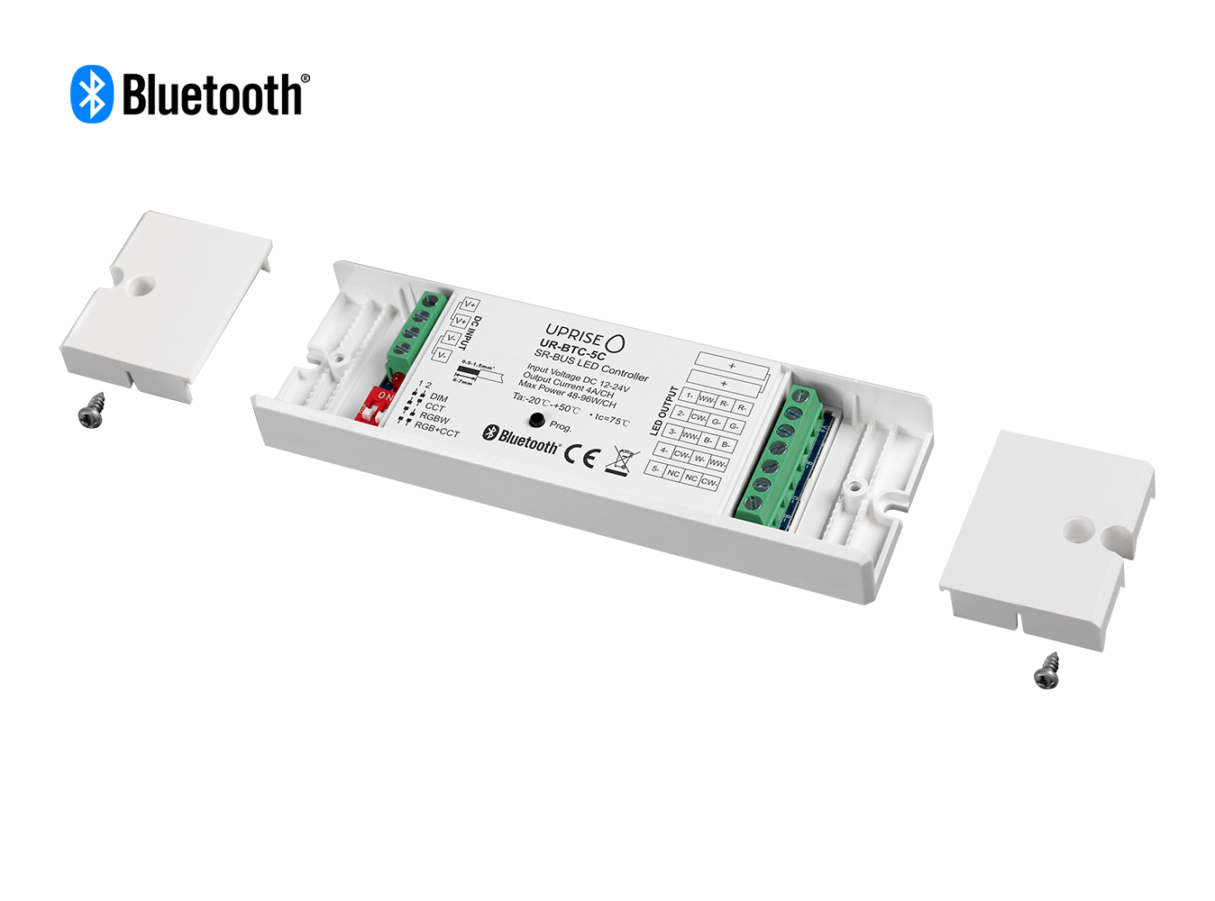 Bluetooth 5CH LED Controller Receiver For RGBCW (12V-24V) Open - UR-BTC-5C
