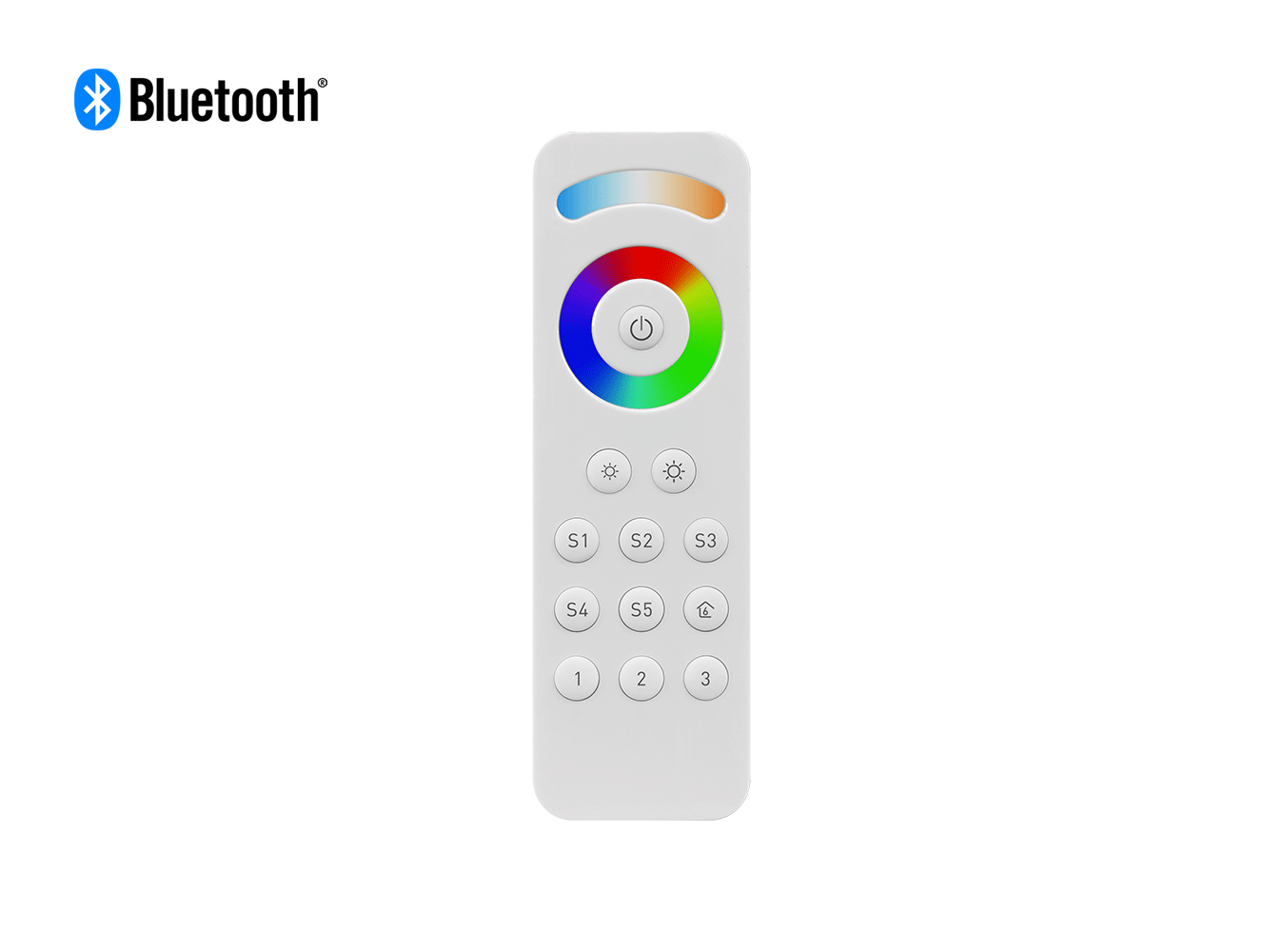 Bluetooth RGBCW (RGB + CCT + DIM) LED Remote Front View