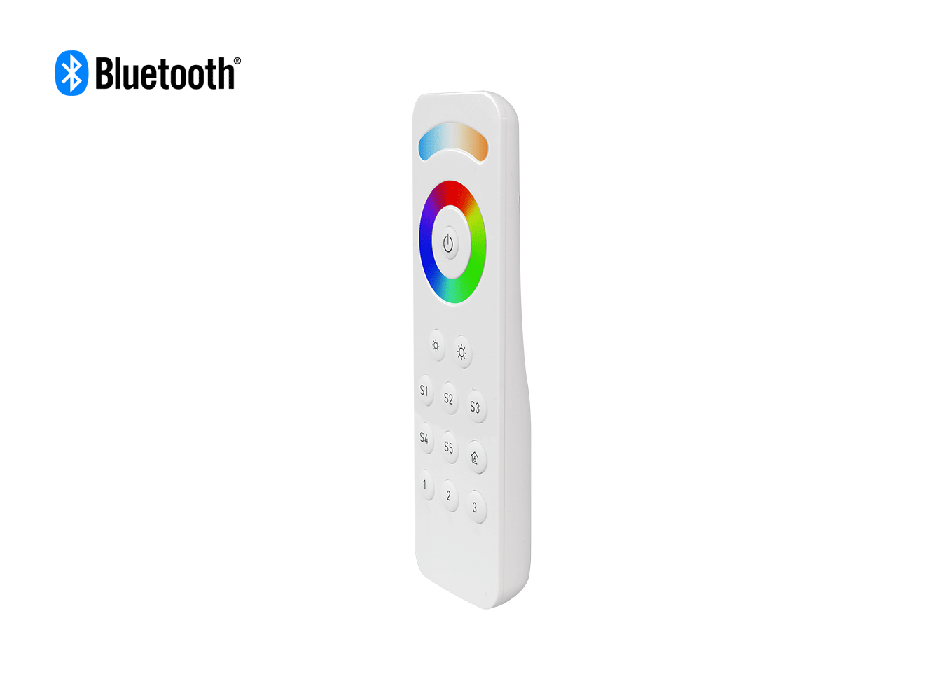 Bluetooth RGBCW (RGB + CCT + DIM) LED Remote Front View 3