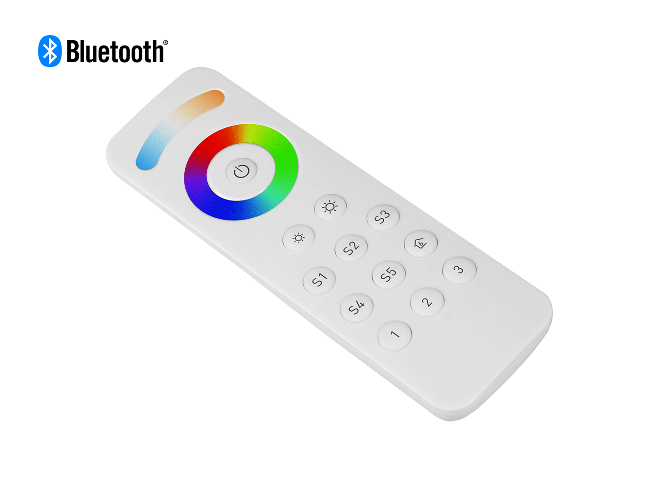 Bluetooth RGBCW (RGB + CCT + DIM) LED Remote Diagonal