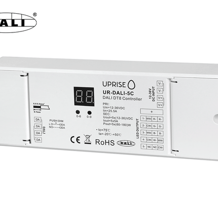 DALI 5CH LED DT8 Dimmer For RGBCW (12V-36V) Diagonal Overview