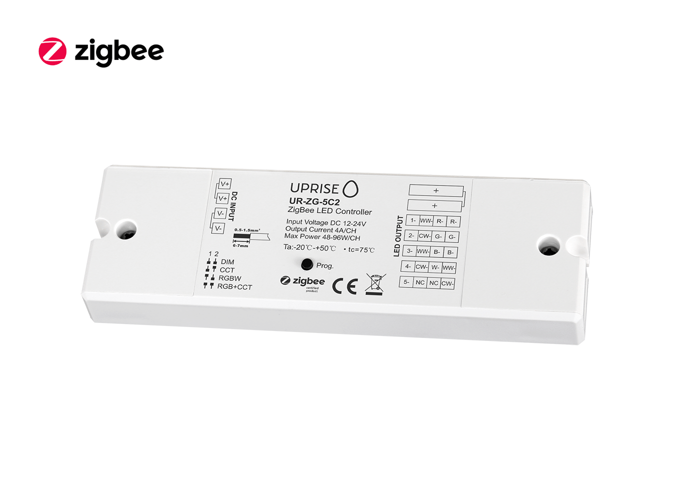 ZigBee 5CH LED Controller Receiver For RGBCW 12V 24V Uprise LED