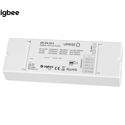 ZigBee 5CH LED Controller Receiver For RGBCW (12V-48V) Diagonal View 3 - UR-ZG-5C2-02