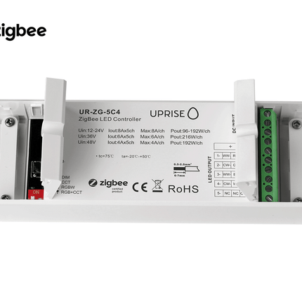 ZigBee 5CH LED Controller Receiver For RGBCW (12V-48V) Open - UR-ZG-5C4-06