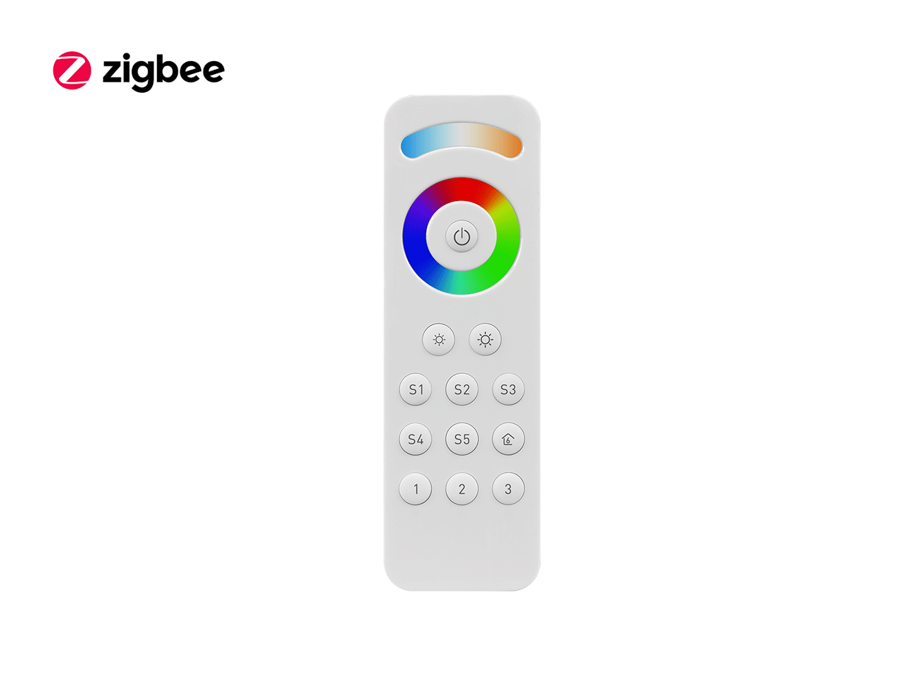 ZigBee RGBCW (RGB + CCT + DIM) LED Remote Front View