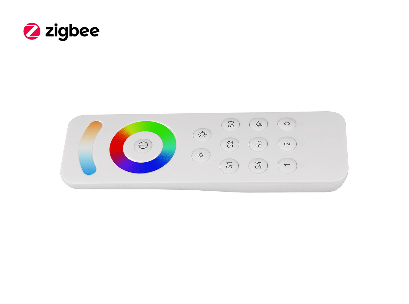 ZigBee RGBCW (RGB + CCT + DIM) LED Remote Horizontal View